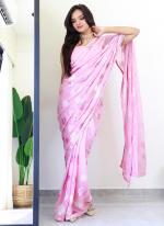 Faux Georgette Baby Pink Party Wear Sequence Work Saree